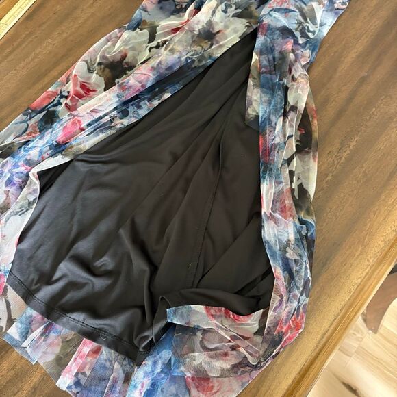 Adrianna Papell Pleated Floral One-Shoulder Chiffon Gown – Size 10 NWT Garden - Picture 11 of 12